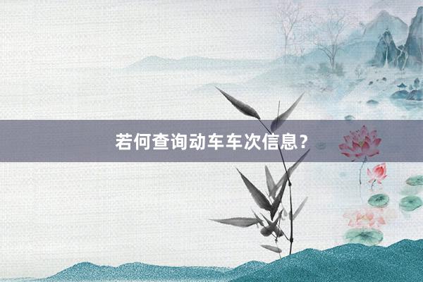 若何查询动车车次信息?